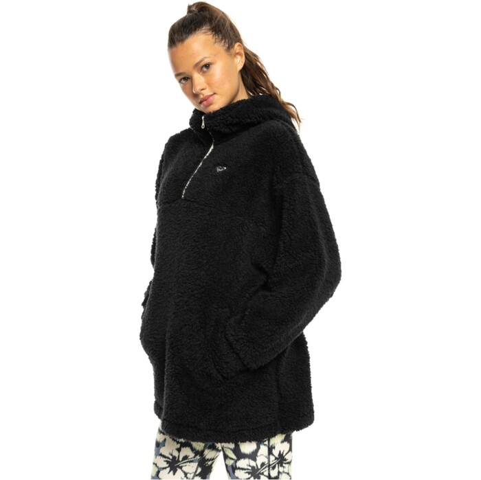 2024 Roxy Mujer Waves Of Warmth Sherpa Hoodie ERJPF03184 - True Black